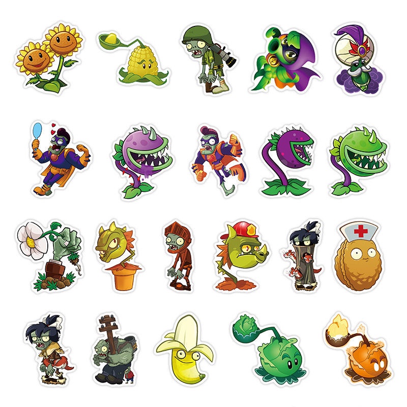 100 buah Plants vs Zombies bagasi stiker lucu kartun gitar kulkas ipad komputer stiker koper stiker