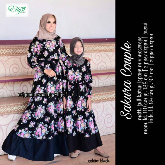Dress couple Ibu & anak Sakura Couple, matt full Katun Jepang mix Moscrepe