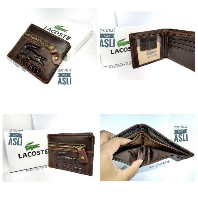 Dompet Import kulit asli pria Branded Lacoste model seleting atas