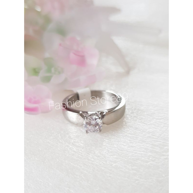 impor cincin nikah tunangan fashion cewek cowok halal titanium white antikarat silver dove kombinaso