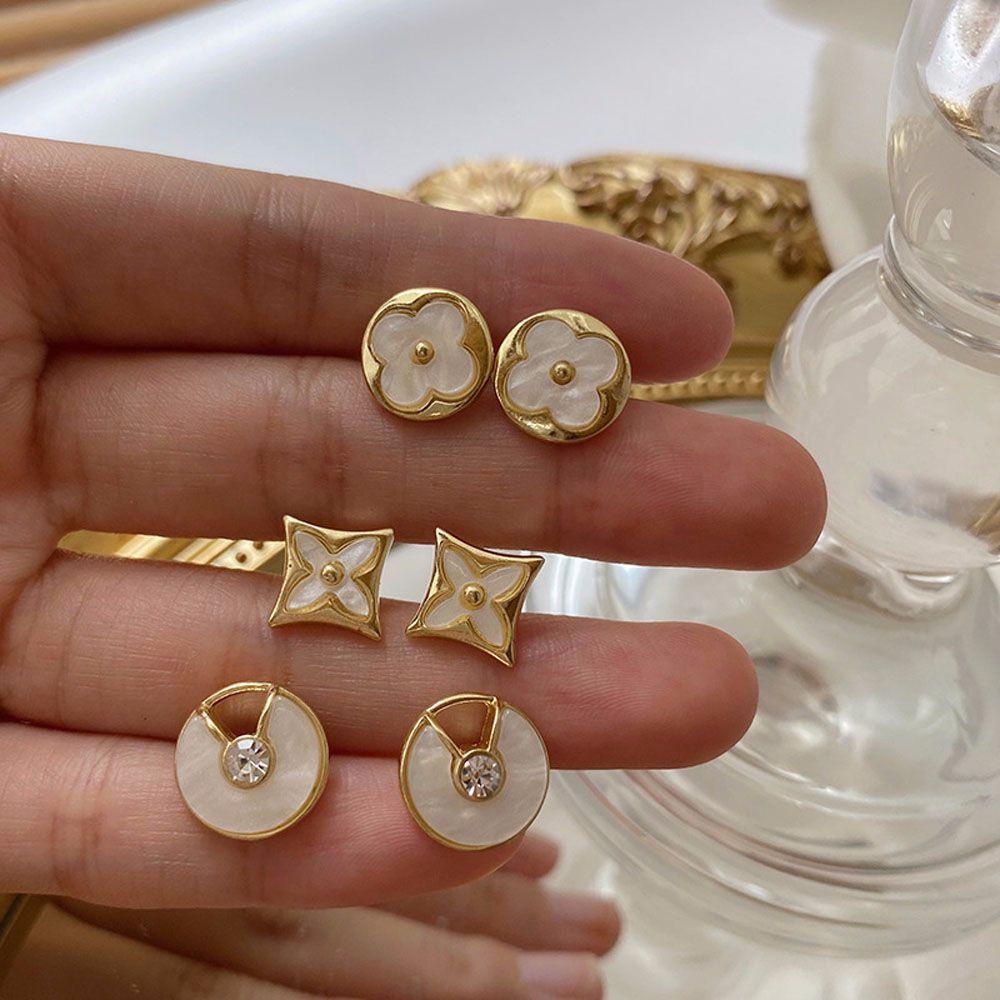 Rebuy Earrings Elegant 2021terbaru Korea Bunga Bintang Bulat Geometris Berlian Stud Earring