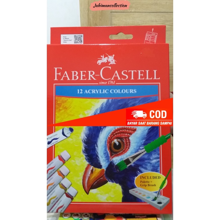

✨ BISA COD ✨ Faber castell 12 Acrylic Colours 572312 / Cat Acrylic