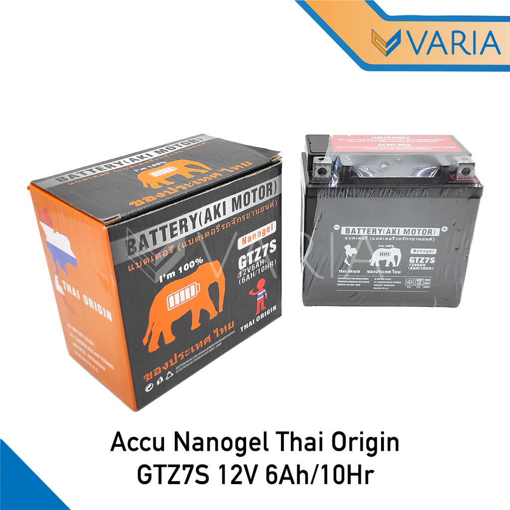 Accu Aki Kering Motor MF Nanogel GTZ7S 12V 6Ah Thai Origin