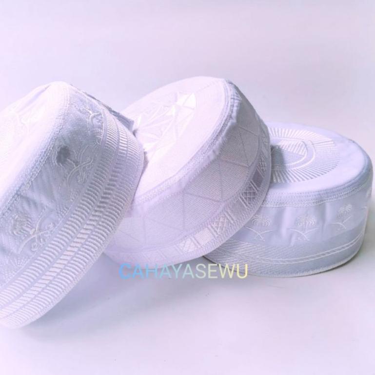 Peci Madinah Bugis Kain Kopiyah Haji Songkok Putih Bulat –PG.11Ma22a