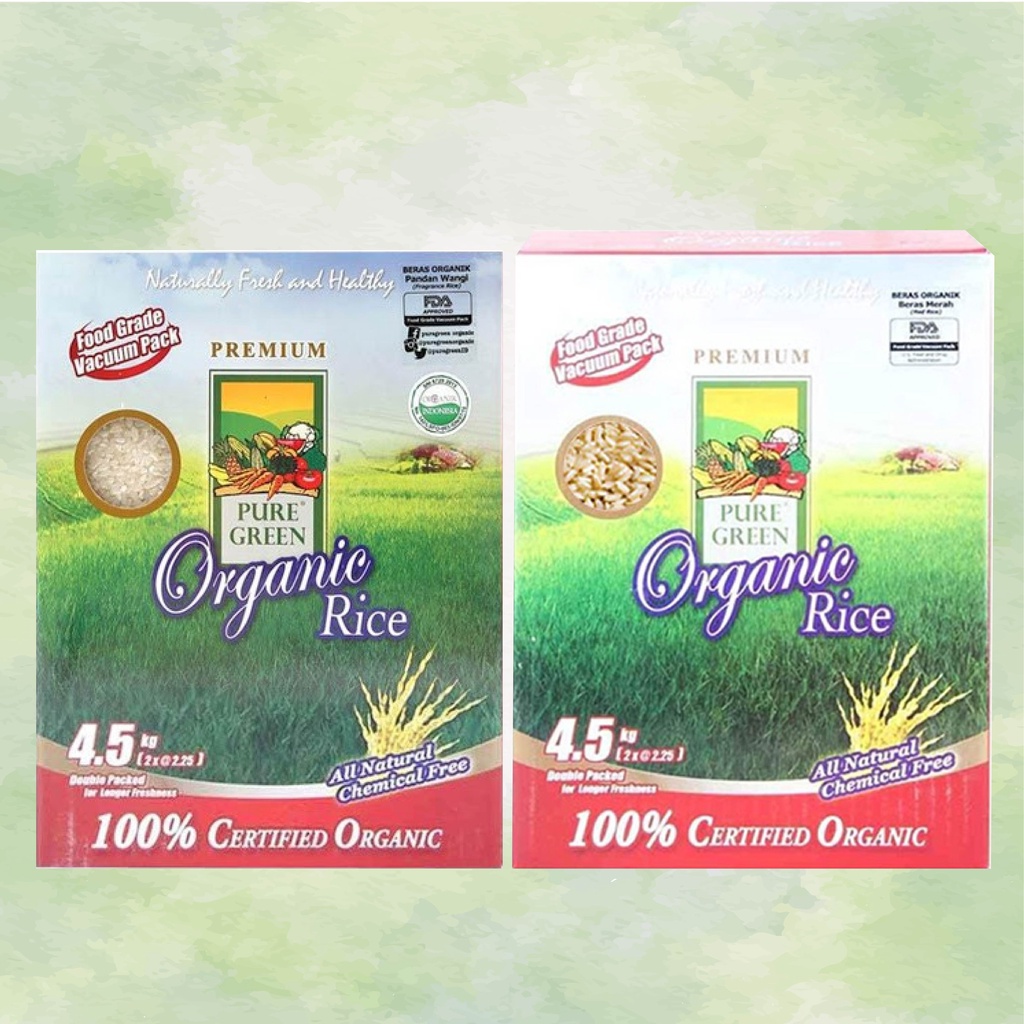 

1 Puregreen Beras Organik Fragrant/ P Wangi - 4.5kg & 1 Puregreen Beras Oraganik Brown - 4.5kg