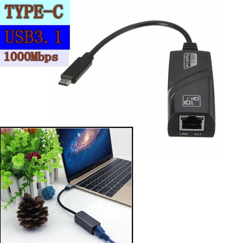 USB Type C To LAN RJ45 Ethernet Adapter