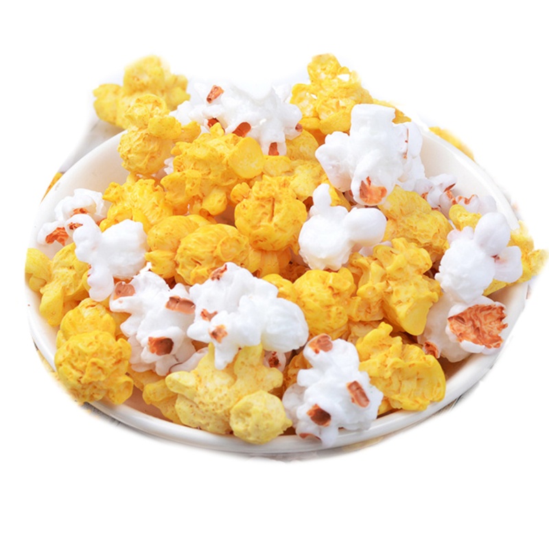 Mary 60-Piece Popcorn Plastik Miniatur Resin Dekorasi Popcorn Buatan Warna Campur Untuk Dekorasi Gantungan Kunci Rumah Boneka Diyatio