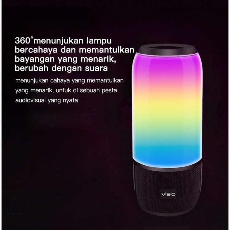 [COD]Visio BS05 1800 mah Bluetooth 5.0 Speaker AUX USB Memory Card by Strawberry RGB light