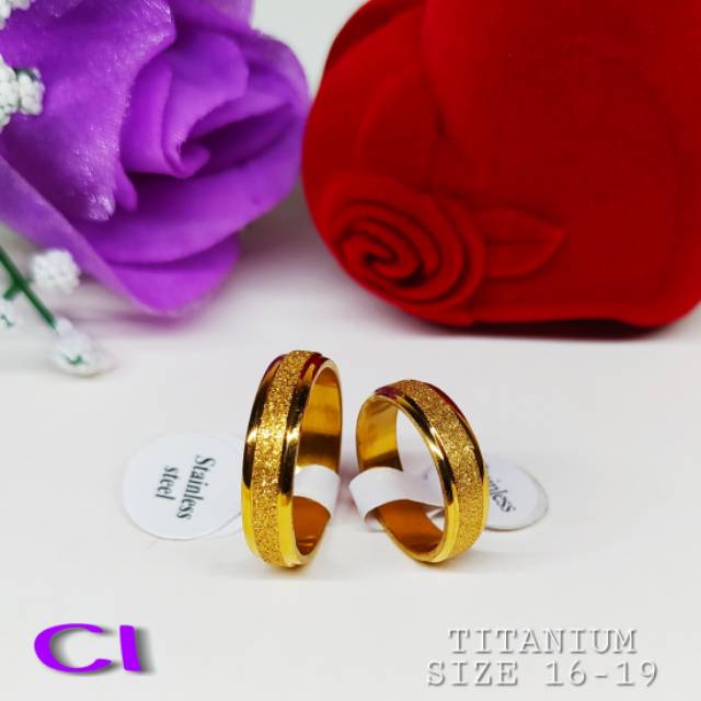 LOVE CINCIN TITANIUM PASIR GOLD , CINCIN TUNANGAN, CINCIN COUPLE