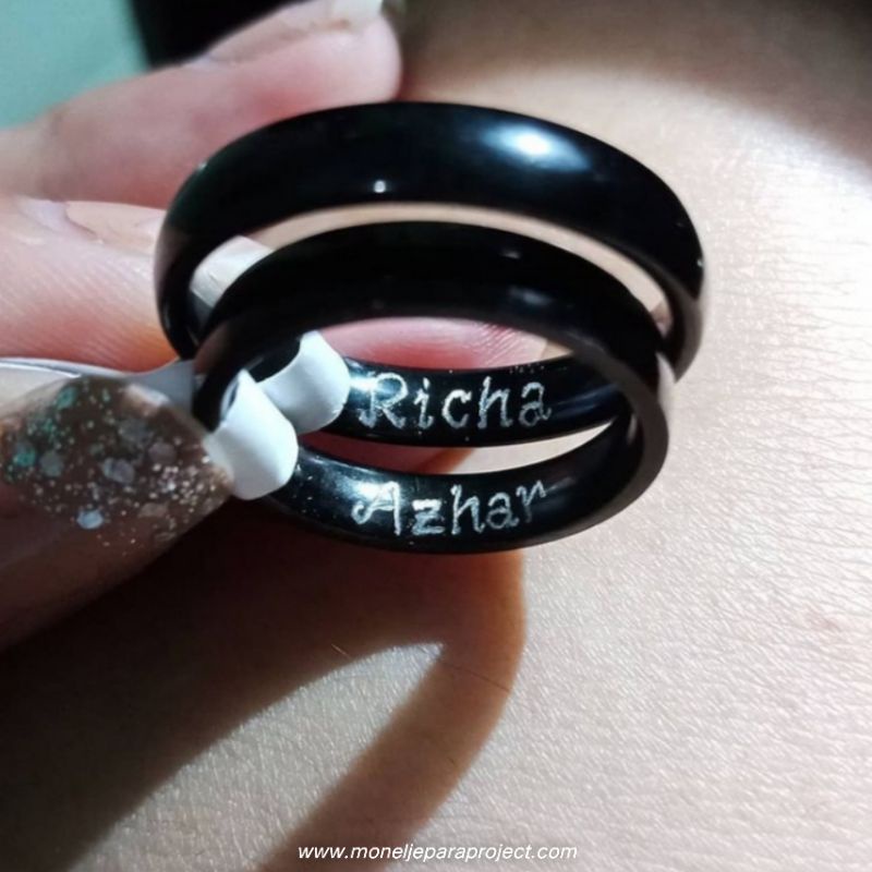 CINCIN COUPLE HITAM CEMBUNG UKIR NAMA HARGA TERJANGKAU