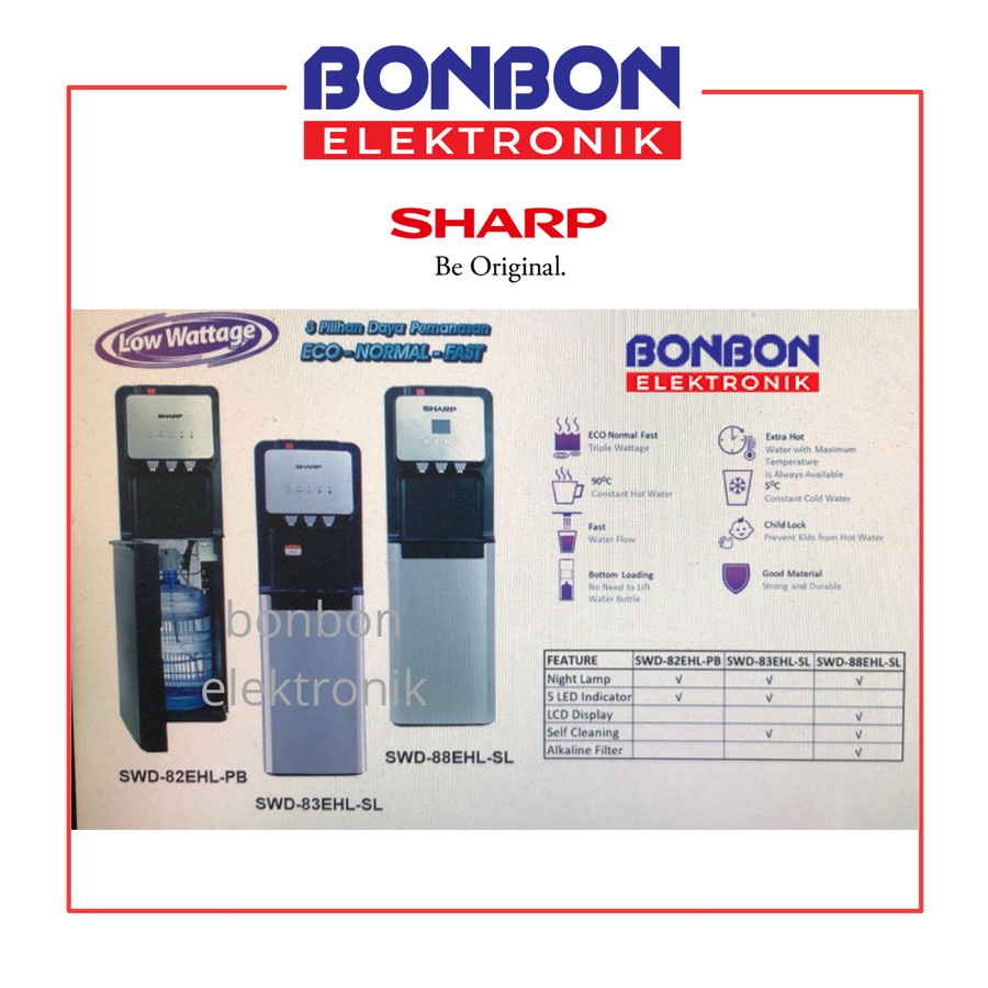 Sharp Dispenser Galon Bawah SWD-88EHL-SL / SWD88EHL (Night Lamp)