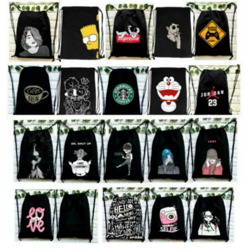 Tas serut stringbag anti air pria dan wanita