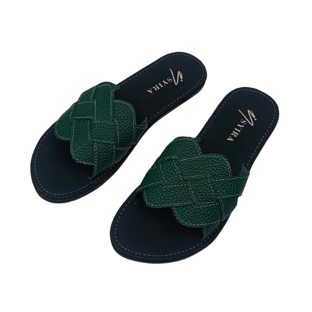 Insyira - Sandal Wanita Sharlina / Sandal Papirut Wanita Non Slip Alas Hitam / Sandal Wanita Slop Anyam