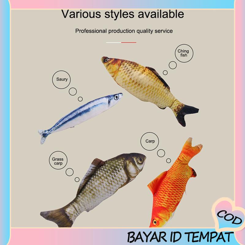 COD❤️ Perlengkapan Hewan Peliharaan Mewah Catnip Ikan Kucing Lucu Simulasi Ikan Mas Crucian Mainan Kucing Lembut-A.one