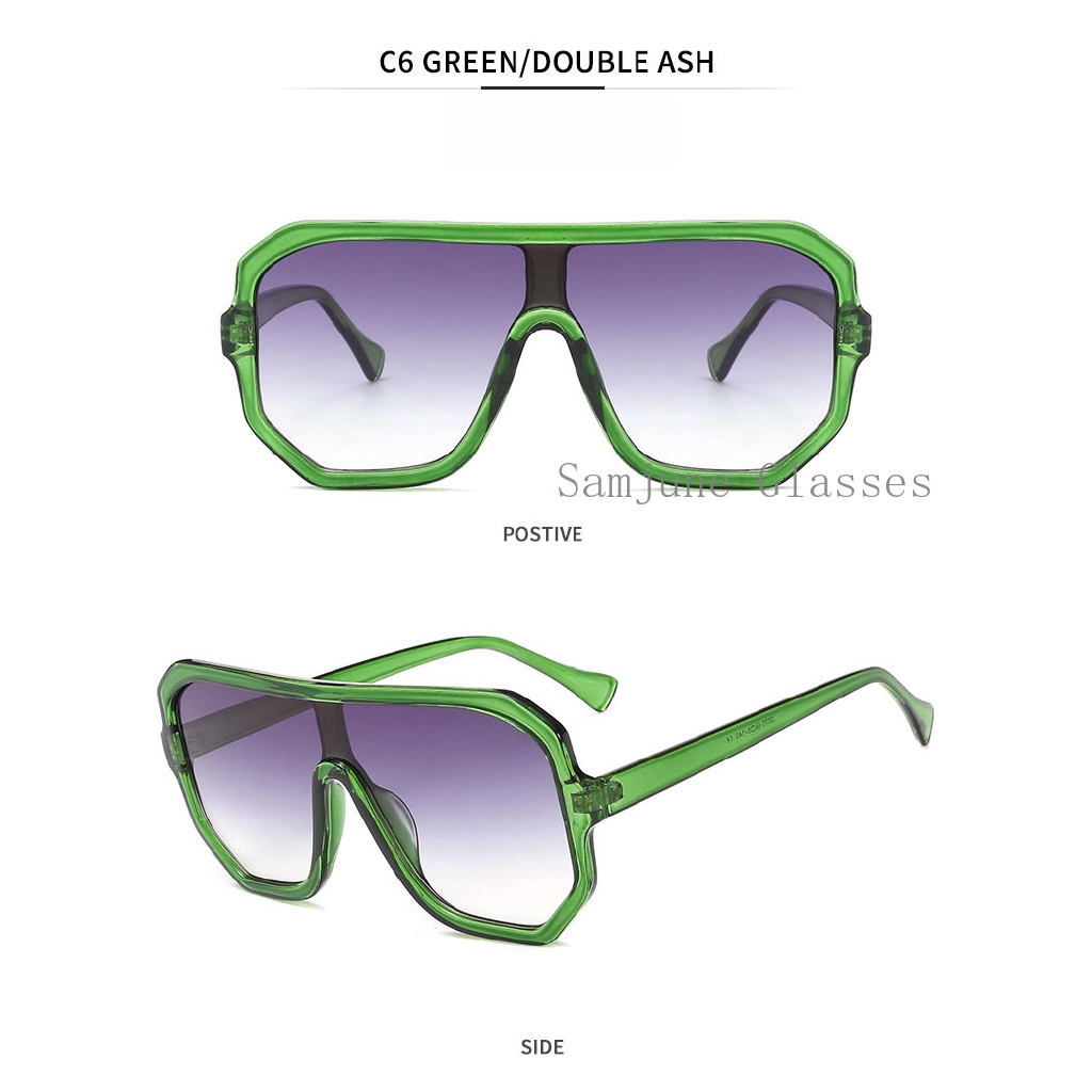 2022 Kacamata Hitam Wanita Model Frame Oversize Flat Top Untuk Outdoor