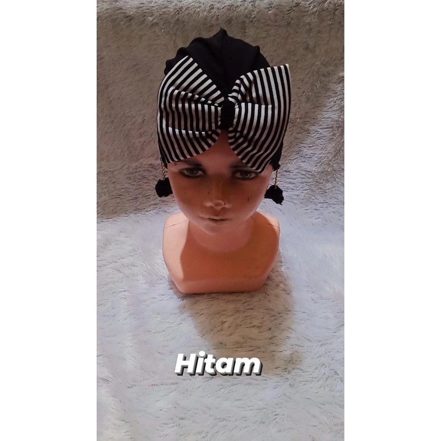 Turban Anak Pita/Turban Bayi Pompom Pita Salur Terlaris/Turban Anak Bayi Lucu Pita Salur