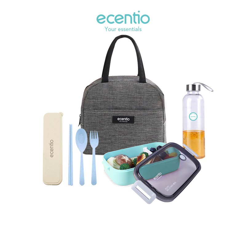 

Ecentio PP Lunch Box set/kotak Makan Kotak Bekal /botol/lunch bag/free sendok&sumpit/BPA FREE
