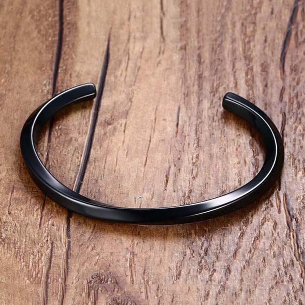 Needway Gelang Pria Cowok Vintage Desain Memutar Anti Karat Titanium Retro Open Cuff Bangle