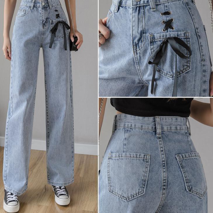 yeonin.id - Celana Jeans Panjang Baggy Korean Jeans Wanita Kekinian x18