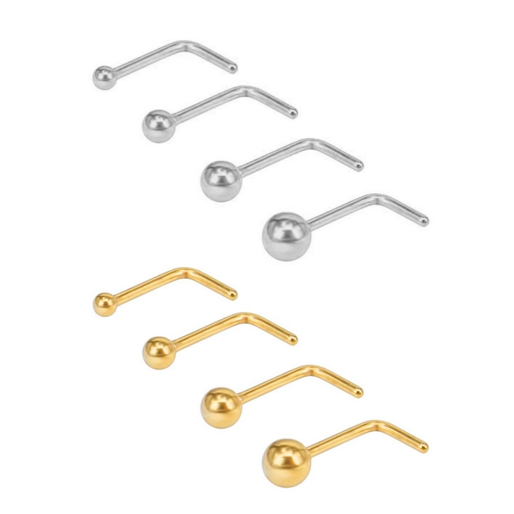 4pcs Cincin Tindik Hidung Bahan Stainless Steel 316l Anti Alergi Warna Emas Untuk Unisex