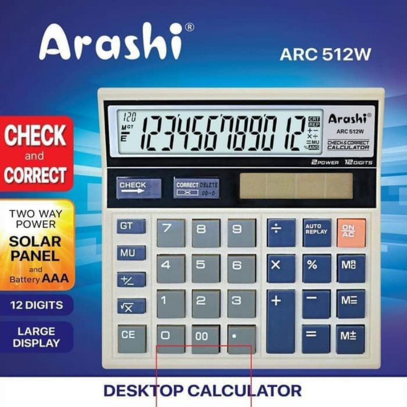 

Arashi Kalkulator hitung Calculator ARC 512W PUTIH 12 Digit Layar Besar