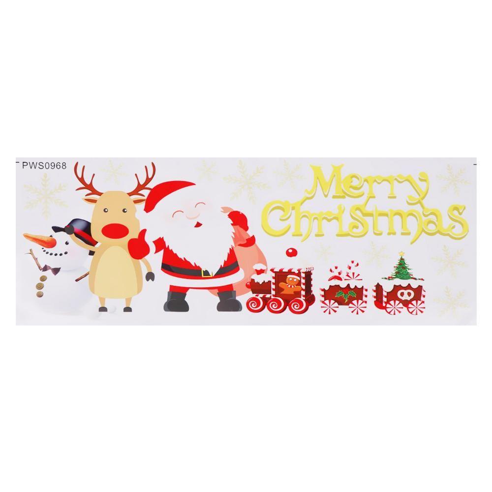 R-flower Christmas Wall Sticker Vinyl Perekat Diri Dekorasi Rumah Santa Clause Rusa