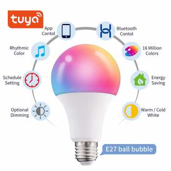 TUYA Smart Lampu LED Bluetooth RGB Lampu Bohlam RGB Smart Bulb Bluetooth Control E27 10 W - TY-10W