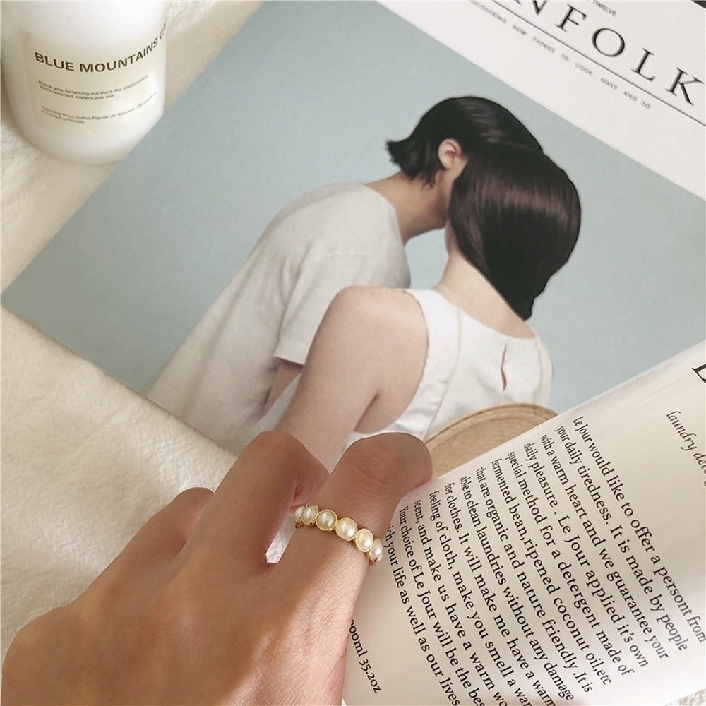 Korean Jewelry Elegant Temperament Pearl Ring Fashion Wild Simple Girl Ins Ring