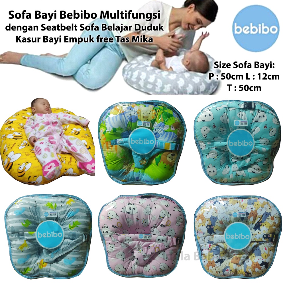 Sofa Bayi Bebibo Multifungsi dengan Seat Belt Sofa Belajar Duduk Kasur Bayi Empuk free Tas Mika