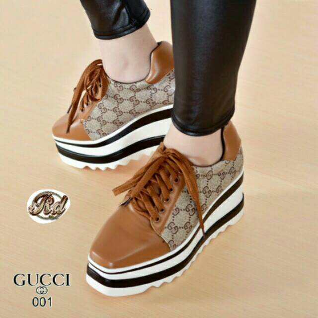 SEPATU WEDGES SNEAKERS TALI WANITA MODEL GUCCI (REPLIKA