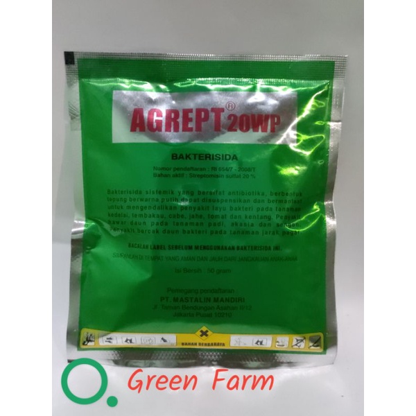 Agrept 20wp Bakterisida Anti Bakteri jamur tanaman Original kemasan 50gr