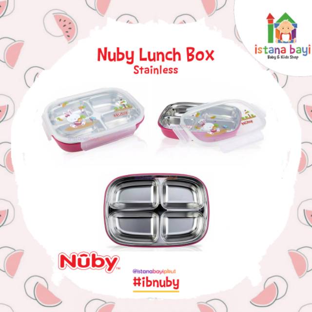 Nuby Stainless 4 compartments luncbox - Tempat Makan anak