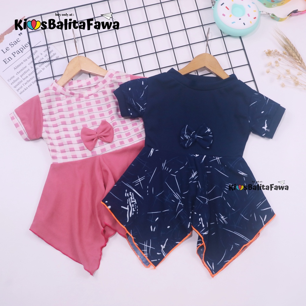 Dress Jennie uk 3-18 Bulan / Dres Anak Perempuan Lengan Pita Polos Branded Baju Pesta Pakaian Kado