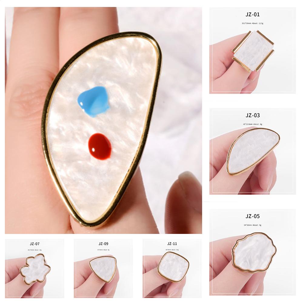 Agustinina Alat Nail Art DIY Jari Cincin Plat Batu Akik Imitasi Warna Mixing Palette