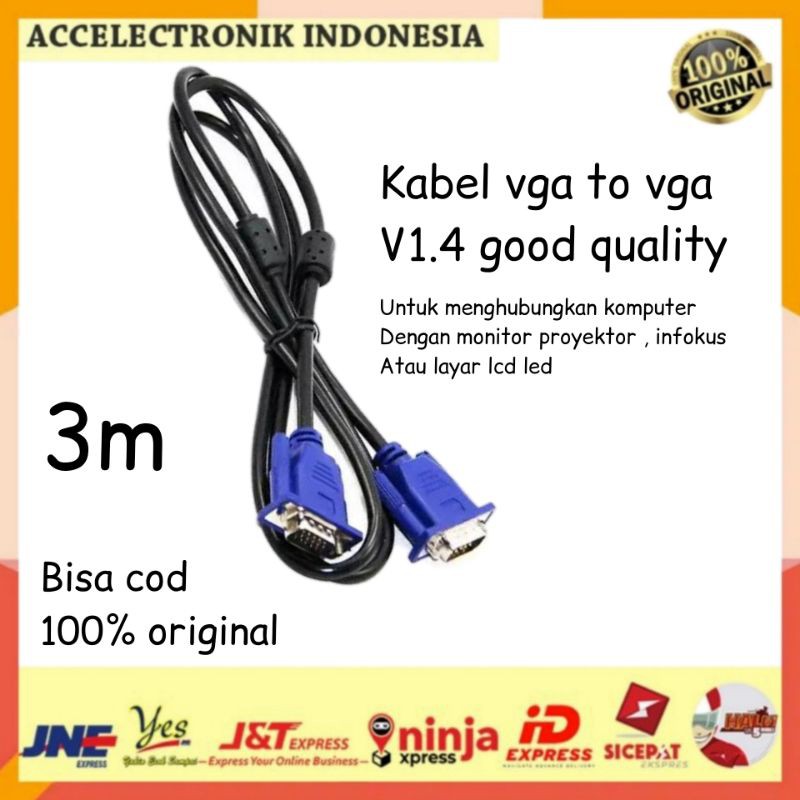 Jual Kabel Vga Male To Vga Male High Quality Cable Pc Komputer Laptop Ke Monitor Proyektor