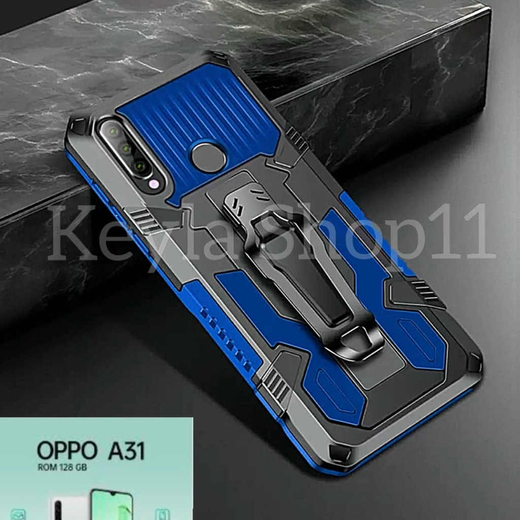 Casing HP OPPO A31/A8 2020 Soft Case Belt Clip Icrystal Case Robot Clip Kick Standing Cover