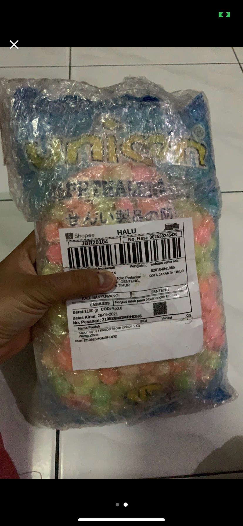 Kapur Barus / Kamper Kiloan Unicon 1 Kg Warna Warni