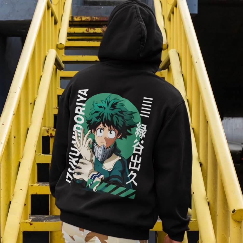 Hoodie Deku Izuku Midoriya Anime Manga Boku Ne Hero BNHA Premium Unisex