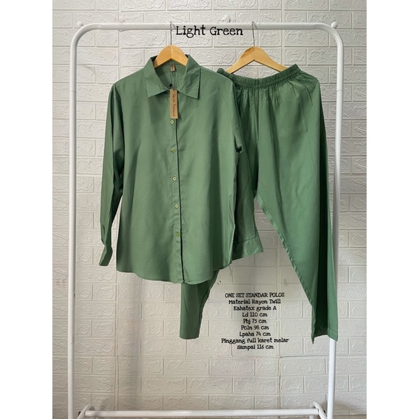 BEST SELLER ONE SET STANDAR POLOS-Light green Ld 110