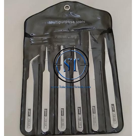 Pinset 6 Fungsi Serbaguna Stainless Steel Anti-static Tweezers Tools
