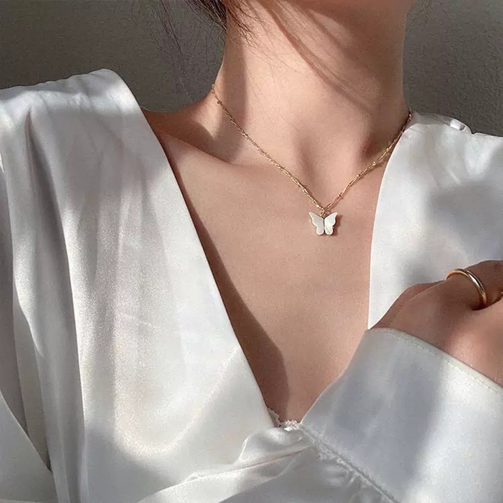 Kalung Liontin Sambung Kepribadian rantai klavikula kupu-kupu liar Kalung Korea sederhana Necklace Chain