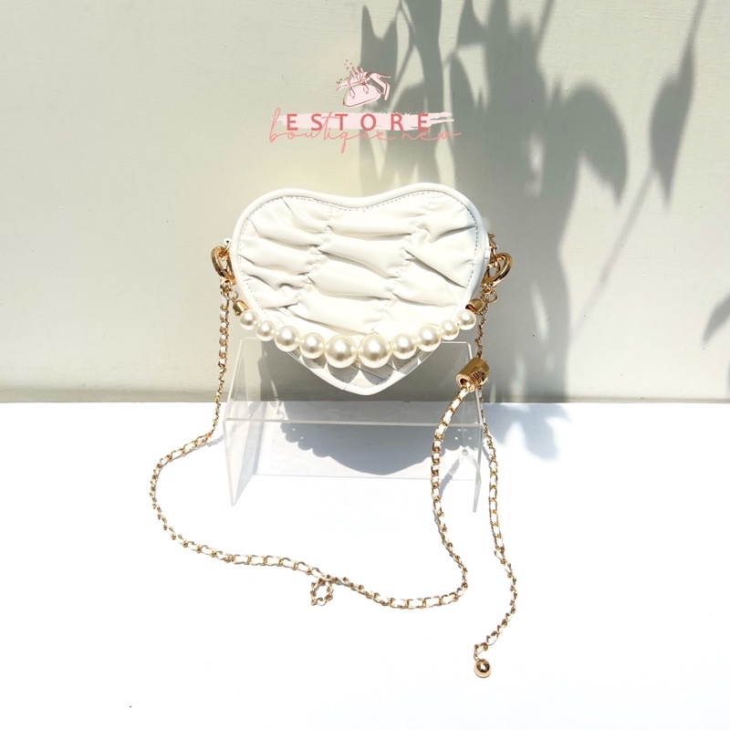 C Bead Heart Evening Sling Bag