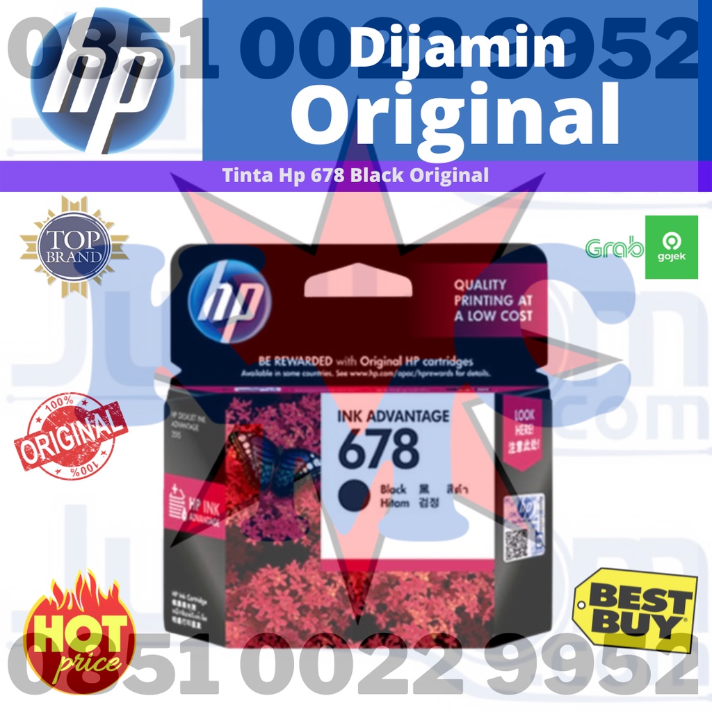 HP Tinta Printer 678 Black Original