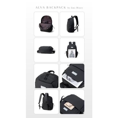 Alva Backpack Jimshoney Original Tas ransel pria wanita tas sekolah kerja anti air muat laptop cod-5
