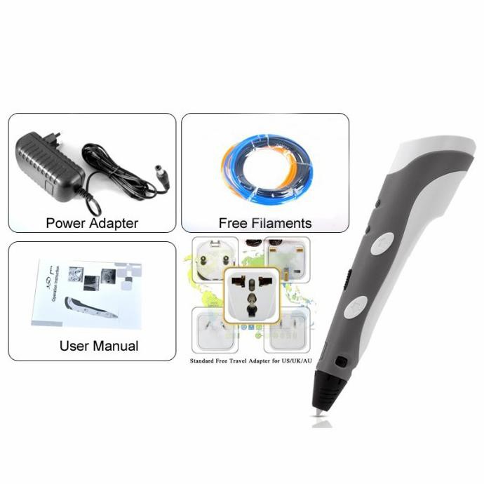 

(PERALATAN MENGGAMBAR) 3D PEN DRAWING PRINTING 3D STEREOSCOPIC PRINTING PEN GREY PROMO