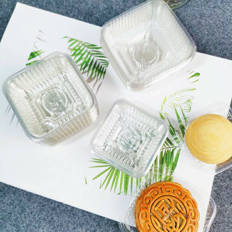 Tatakan Cup Mika Bening Kotak Tempat Puding Kue Bulan Mooncake Roti