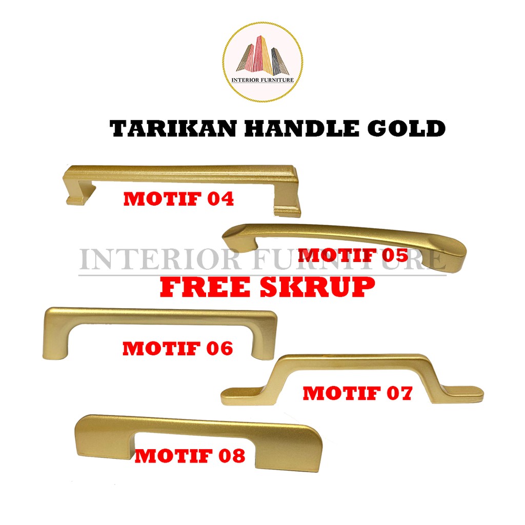 Tarikan Handel Gold / Emas Handle Laci Pintu Lemari Minimalis Gagang Pull Bar Lemari Dapur Kitchen