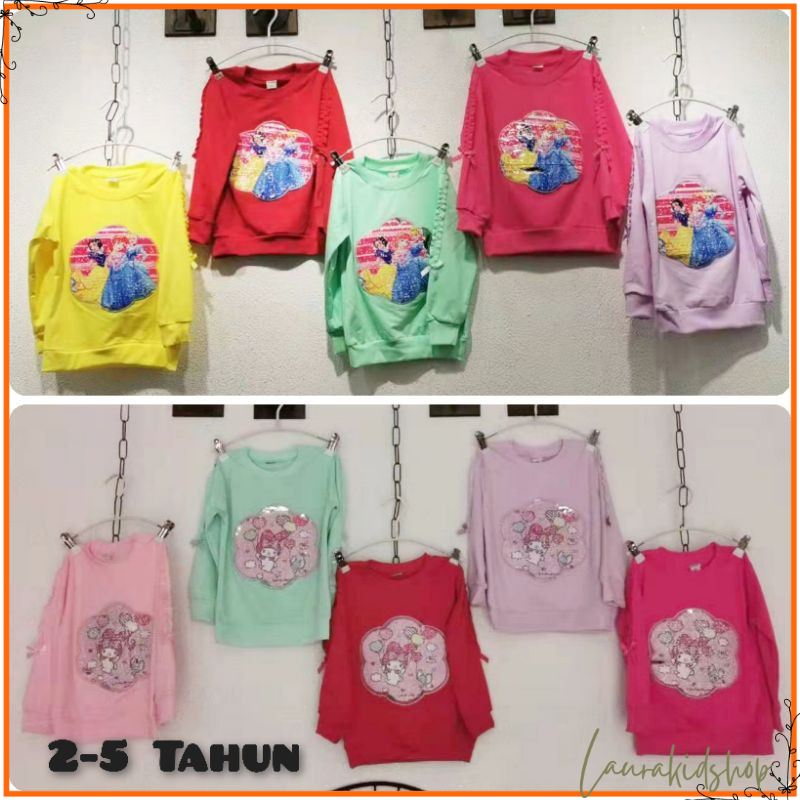 GROSIR Sweater Usap Anak Perempuan Sequin Import Premium 2-5 Tahun 6 pcs