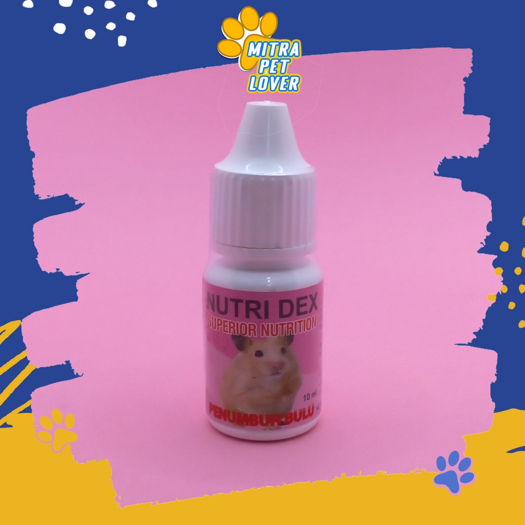 PENUMBUH BULU HAMSTER - NUTRI DEX 10 ML - SUPLEMEN NUTRISI BULU JADI MENGKILAP HALUS LEMBUT ANTI RONTOK BOTAK - NUTRIDEX - MURAH GARANSI KUALITAS ASLI ORIGINAL - ANIMAL VETERINARY TAMASINDO OBAT KESEHATAN &amp; VITAMIN HEWAN BINATANG PELIHARAAN MITRAPETLOVER