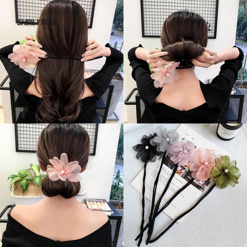 Woman Flower French Bud Headband Hair Bun Maker Diy Hairstyle Tool